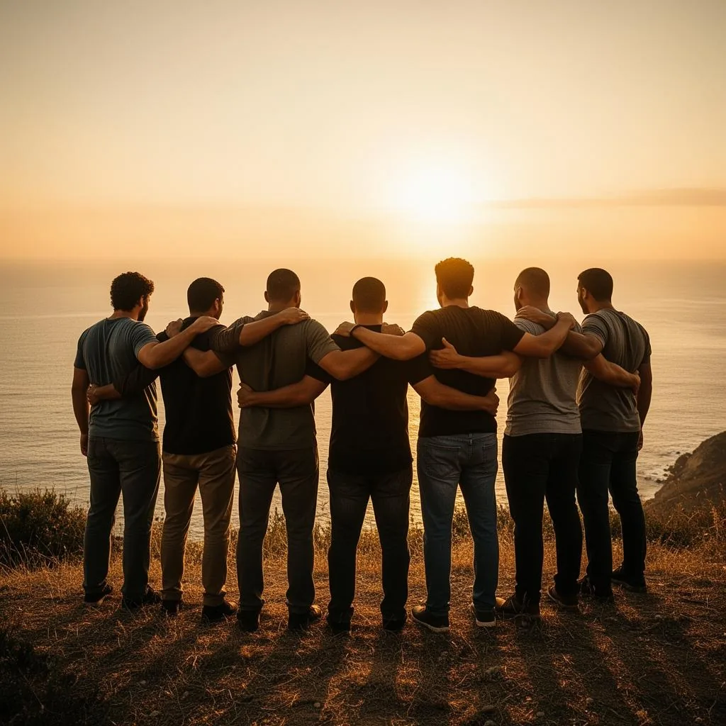 A man looking across a wide landscape, finding purpose in midlife, MENd Together UK